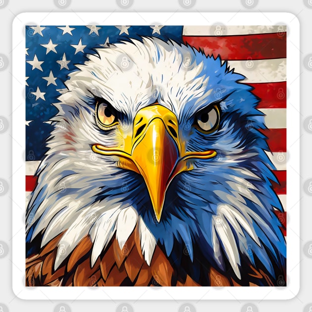 USA Bald Eagle And Flag Design Sticker by ArtShare